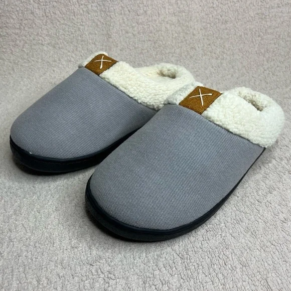 Cozy Winter Indoor/Outdoor Slippers-Gray-Womens 5.5 & 7.5-Loungewear-Comfort-NEW - Picture 2 of 9